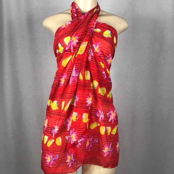 Zuliana Sea Shell & Flower Mesh Long Sarong. Made In USA. New With Tags - Picture 1 of 6